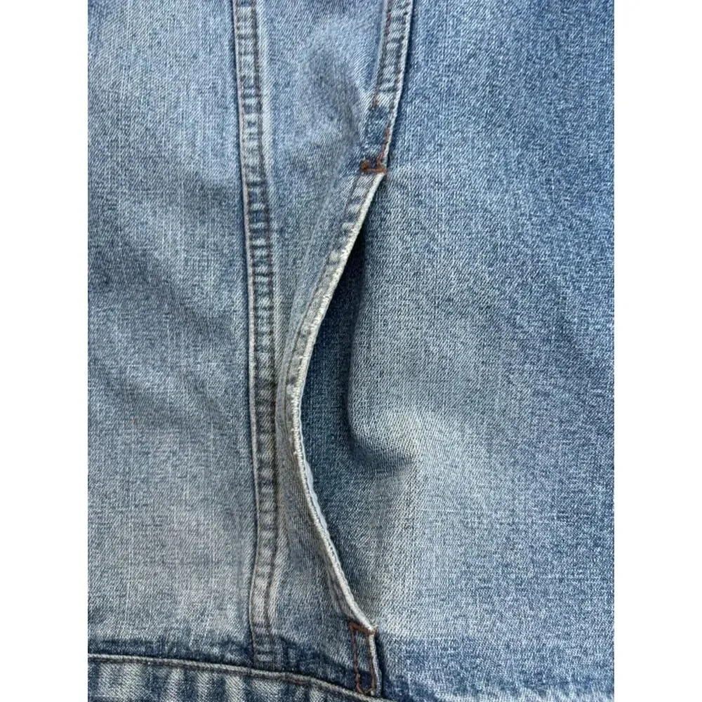 MC ORVIS Denim Trucker Jacket Mens XXL 58 Blue Button Front Faded Jean Coat